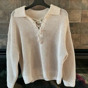 Joie Cream V-Neck Knit Sweater